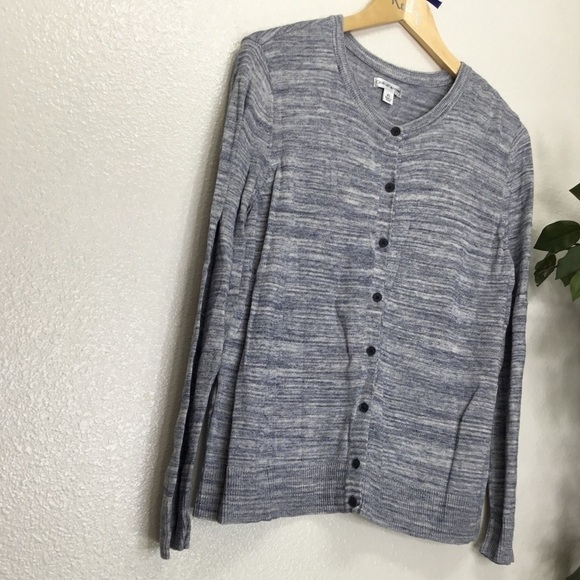 Croft and Barrow Blue Striped Button Cardigan Sweater - Picture 2 of 7